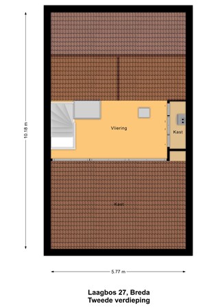 Plattegrond - Laagbos 27, 4824 BB Breda - Tweede verdieping - 2D.jpg